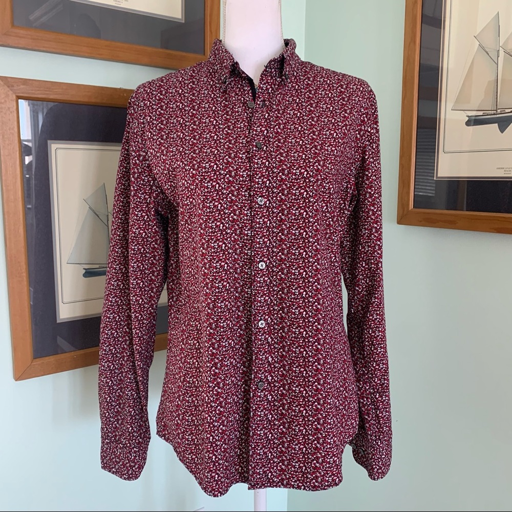 Denim & Flower Ricky Singh Ditsy Floral long Sleeve Button Down Shirt Small S
